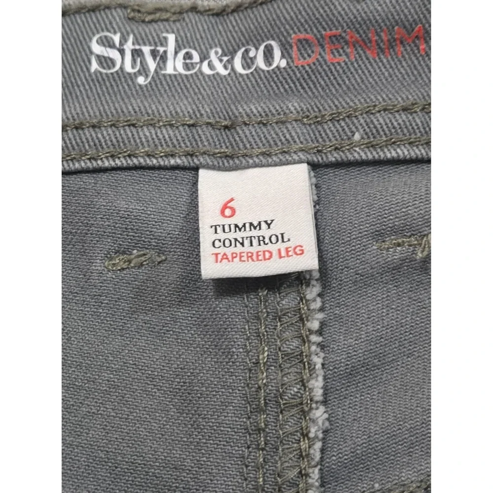 Style & Co Jeans Womens Size 6 Gray Tummy Control Tapered Leg Denim Pants